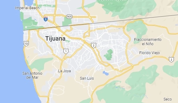 El municipio fronterizo de Tijuana, BC, registró una jornada nocturna de violencia. Foto Tomada de Google Maps 