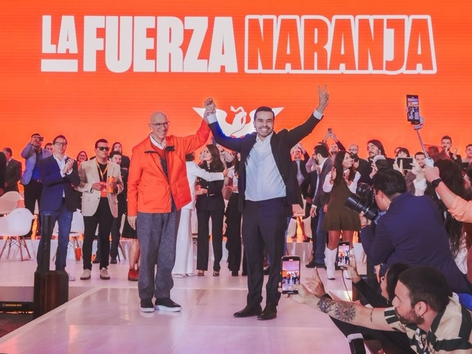 Jorge Álvarez Maynez tras ser elegido como nuevo dirigente del partido Movimiento Ciudadano. Foto tomada de la cuenta de X @MovCiudadanoMX