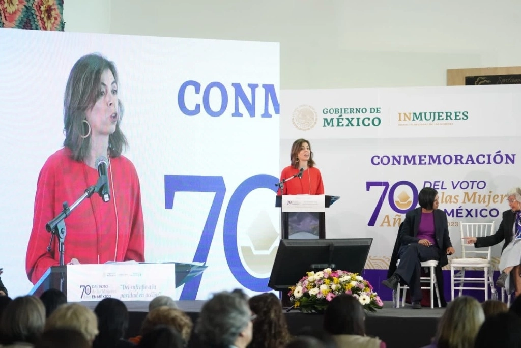 A 70 años de la aprobación del voto para las mujeres en México, hoy el país destaca "por los importantes avances" para garantizar un incremento del género en la toma de decisiones políticas, y "convertirse en la cuarta nación a escala mundial con mayor representación en el Poder Legislativo", dijo Belén Sanz, delegada en México de ONU Mujeres. Foto tomada de X @inmujeres