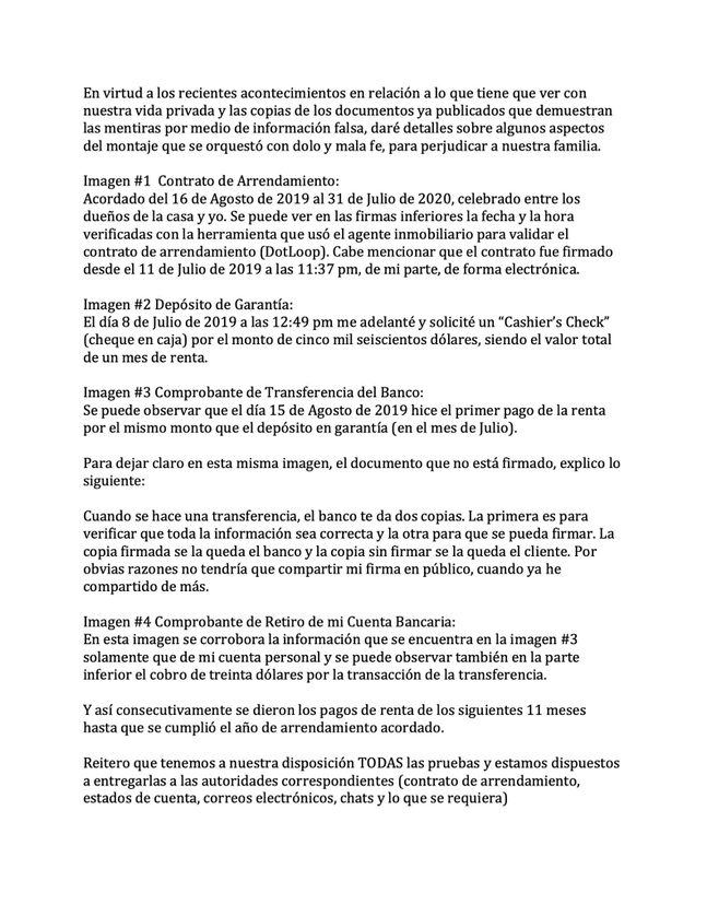 La nuera del Presidente reiteró que no hay conflicto de interés.