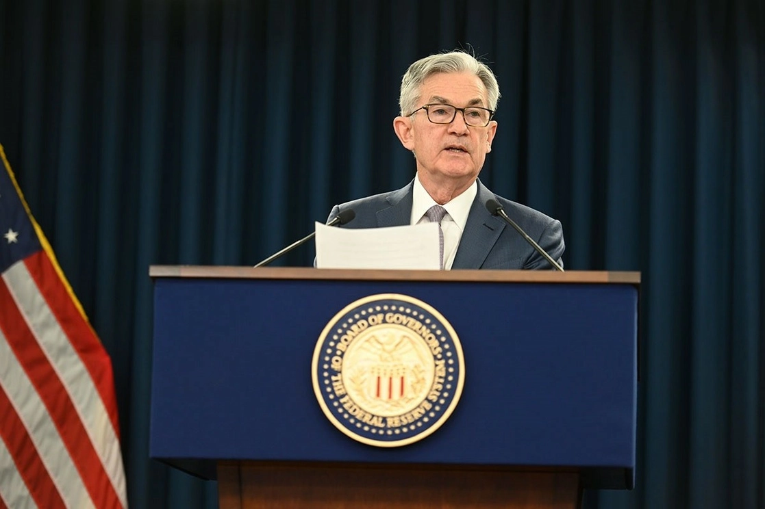 El presidente de la Fed, Jerome Powell, en la rueda de prensa extraordinaria celebrada el 3 de marzo de 2020 en Washington. Foto Europa Press