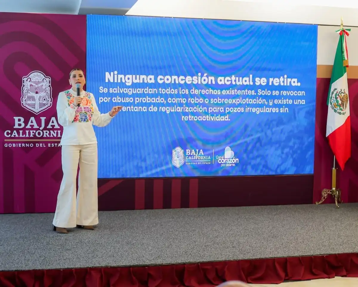 La gobernadora Marina del Pilar destacó que la Ley General de Aguas impulsada por Claudia Sheinbaum Pardo busca frenar la privatización, la sobreexplotación y la especulación. Foto