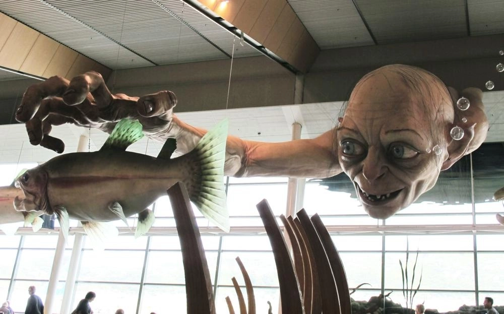 En imagen del 24 de noviembre de 2012 una escultura de Gollum de “The Hobbit” en el aeropuerto de Wellington. Foto Ap