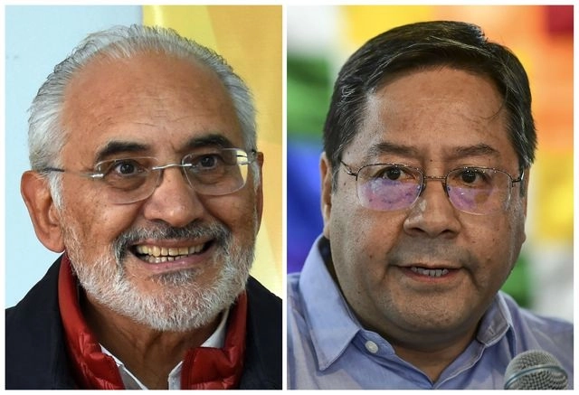 Carlos Mesa, candidato presidencial de Comunidad Ciudadano y Luis Arce del Movimiento Al Socialismo. Foto Afp