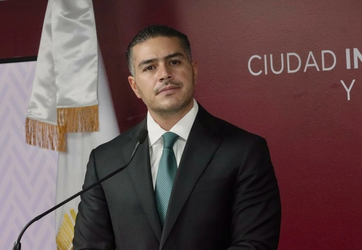 El secretario de Seguridad Ciudadana de la Ciudad de México, Omar García Harfuch, durante conferencia de prensa, en la capital del país, el 8 de junio de 2023. Foto Yazmín Ortega Cortés