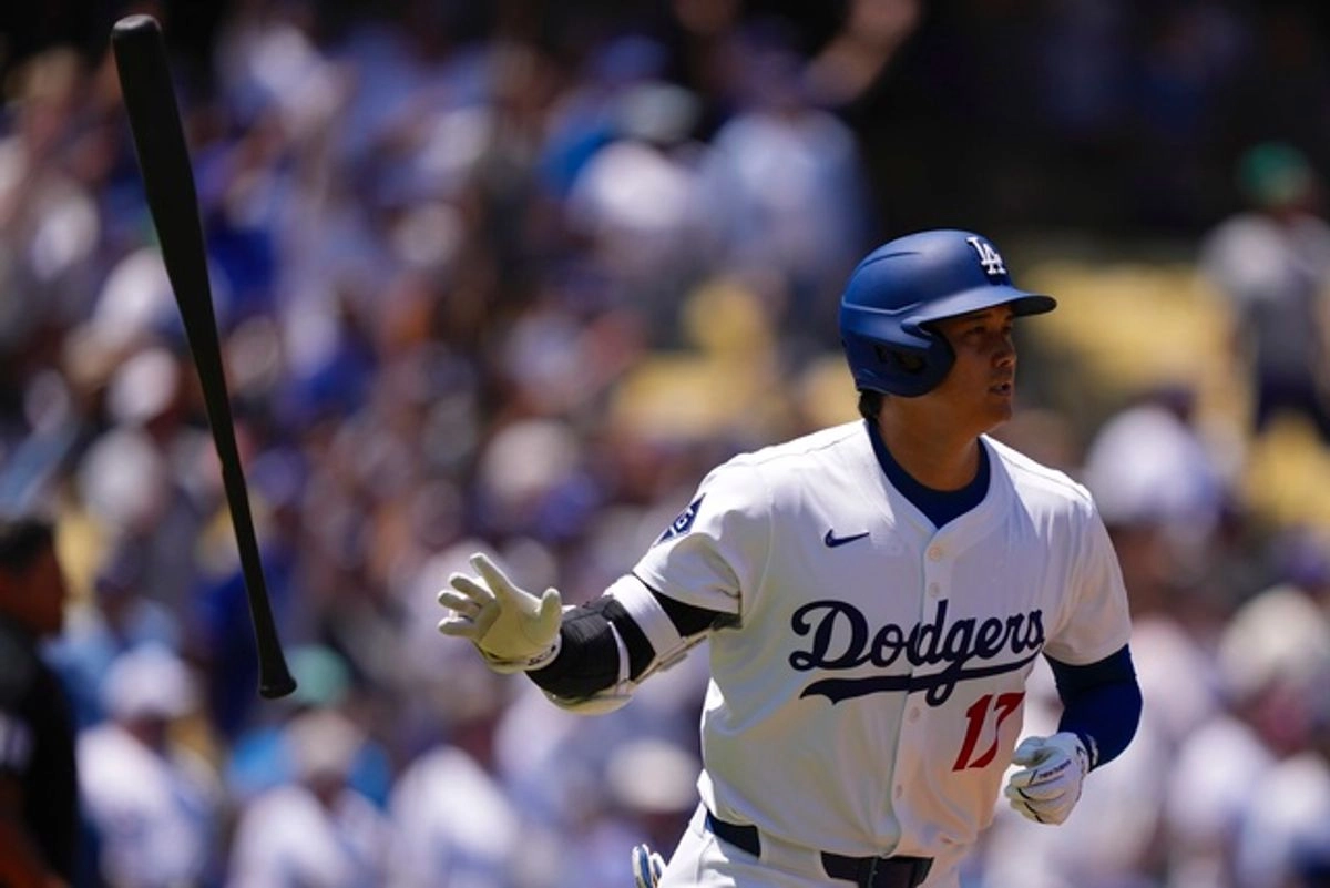 El beisbolista de los Dodgers de Los Ángeles, Shohei Ohtani durante el encuentro. Foto 