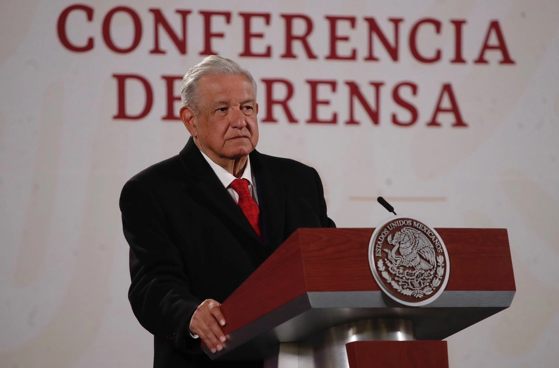 El presidente Andrés Manuel López Obrador, en la conferencia matutina del 7 de febrero de 2022. Foto Cristina Rodríguez
