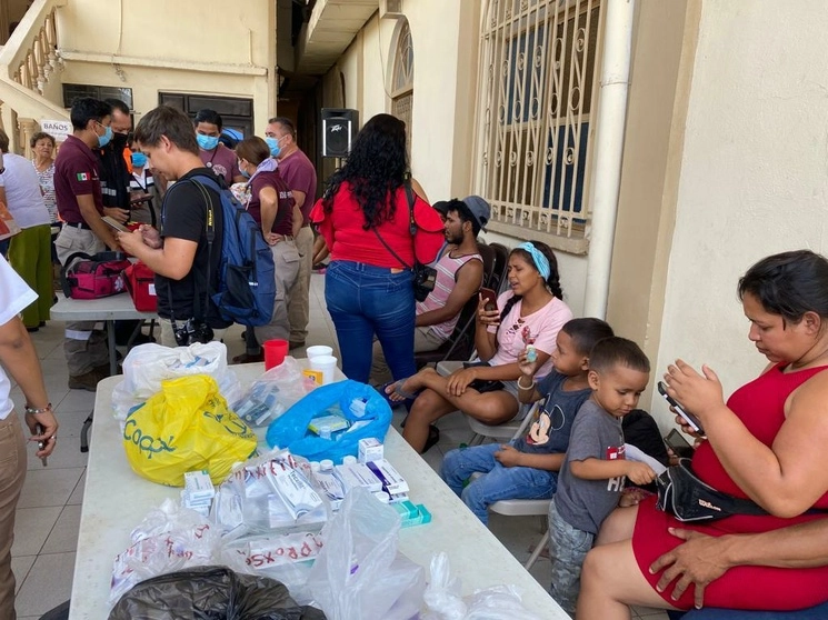 Los migrantes llegaron con signos de deshidratación y diarrea a la parroquia Verbo Encarnado. Foto cortesía Protección Civil de Frontera, Coahuila
