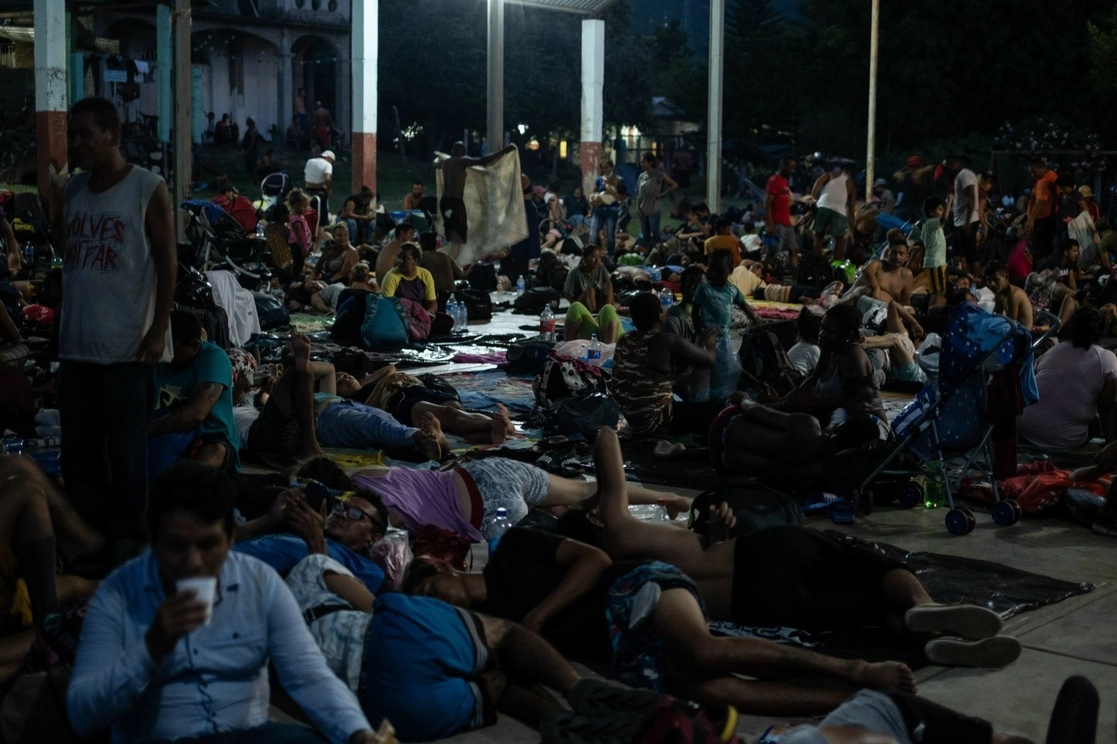 Integrantes de la caravana migrante en el municipio de Hermenegildo Galeana, Chiapas. Foto Cuartoscuro 