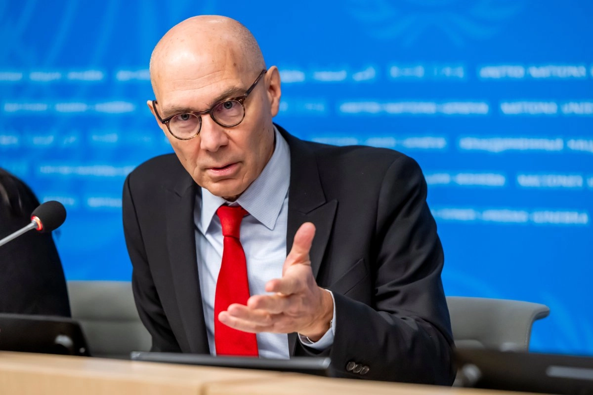 El Alto Comisionado de las Naciones Unidas para los Derechos Humanos, Volker Turk, habla con los medios de comunicación durante una conferencia de prensa de fin de año en la sede europea de las Naciones Unidas, en Ginebra, Suiza, el miércoles 10 de diciembre de 2025. Foto  