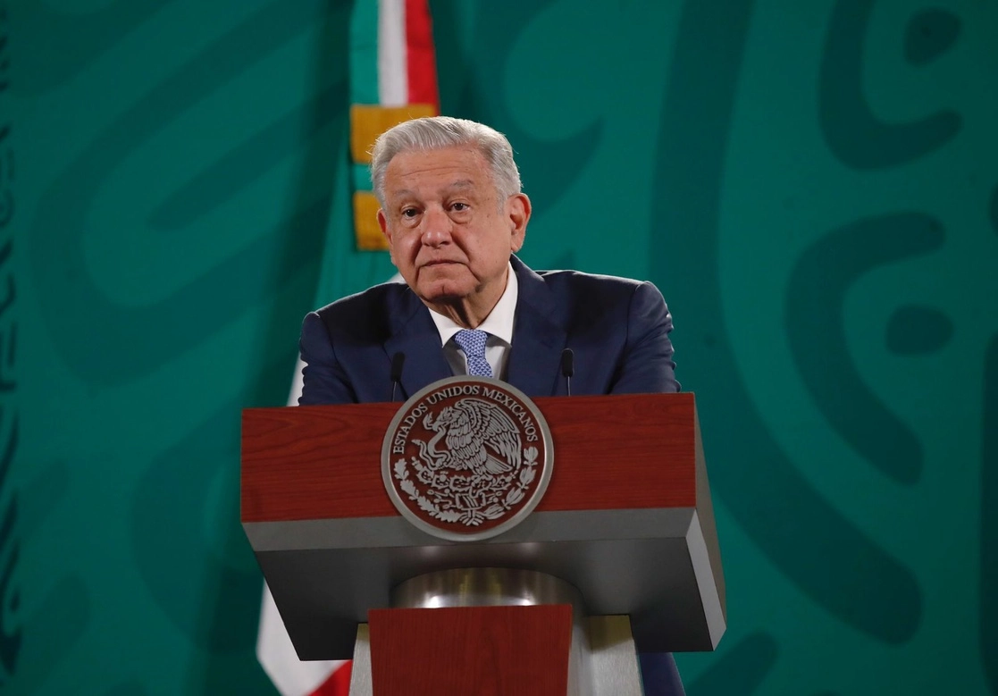 El presidente de México Andrés Manuel López Obrador, durante su conferencia presidencial matutina en Palacio Nacional, en la Ciudad de México, el 23 de agosto de 2021. Foto Cristina Rodríguez
