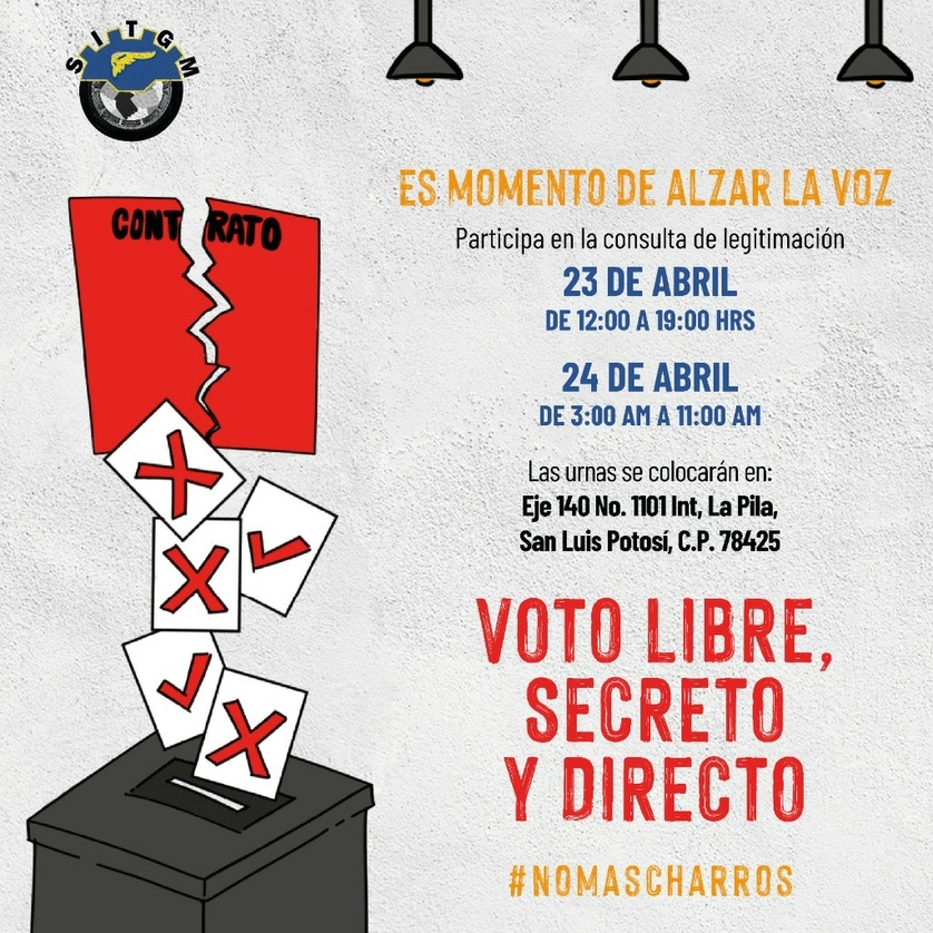 Publicación tomada del sitio en Facebook del Sindicato Independiente De Trabajadores De Goodyear México - SITGM