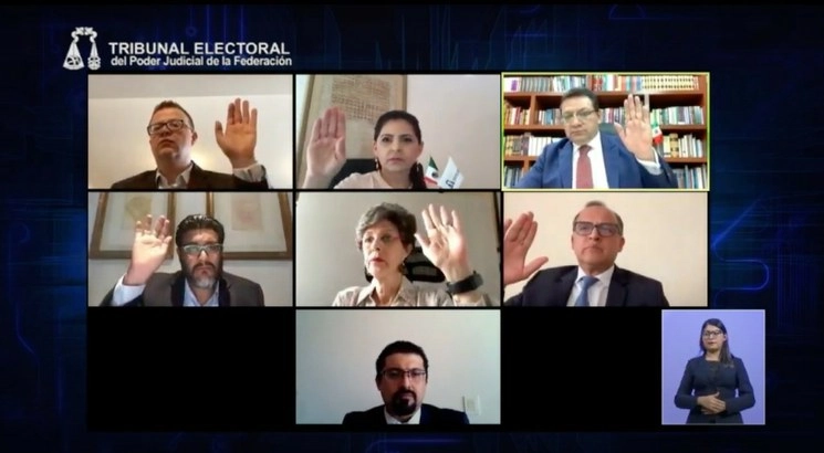Sesión virtual del  pleno de la Sala Superior del Tribunal Electoral del Poder Judicial de la Federación. Foto Cortesía TEPJF