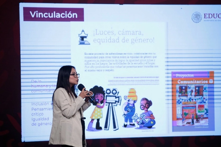 Conferencia de prensa en Palacio Nacional, sobre los contenidos de los nuevos Libros de Texto Gratuitos, el 14 de agosto de 2023. Foto Luis Castillo