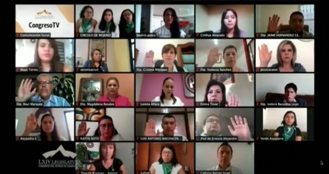 Mesa de trabajo virtual de las Comisiones Unidas de Justicia y Salud Pública del Congreso de Guanajuato. Foto @CongresoGto