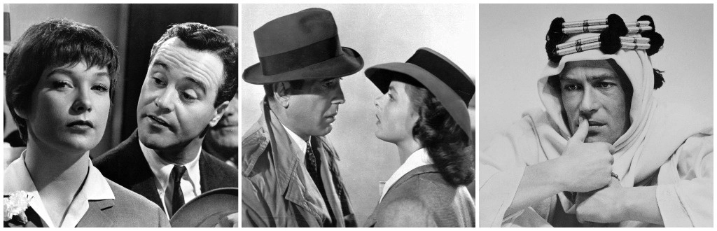 Los fotogramas de las cintas ‘El apartamento’, ‘Casablanca’ y ‘Lawrence de Arabia’