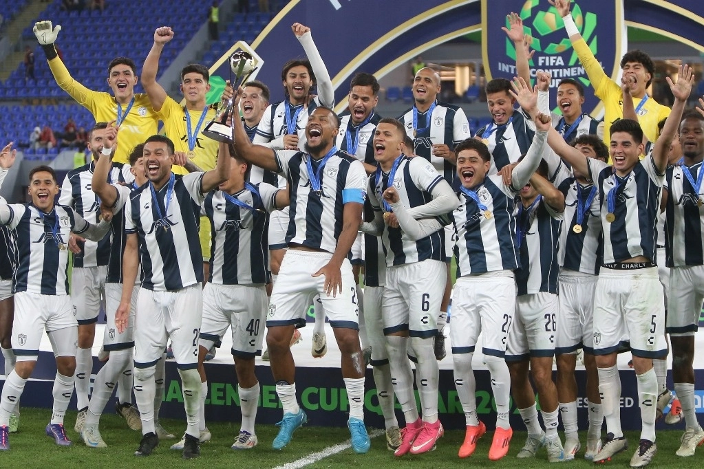 La celebración de los Tuzos en el estadio 974 en Doha, Qatar. Foto Ap 