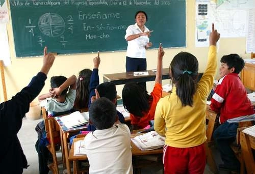 La imagen, en una escuela de Tamazulapan, Oaxaca. Foto Marco Peláez / archivo