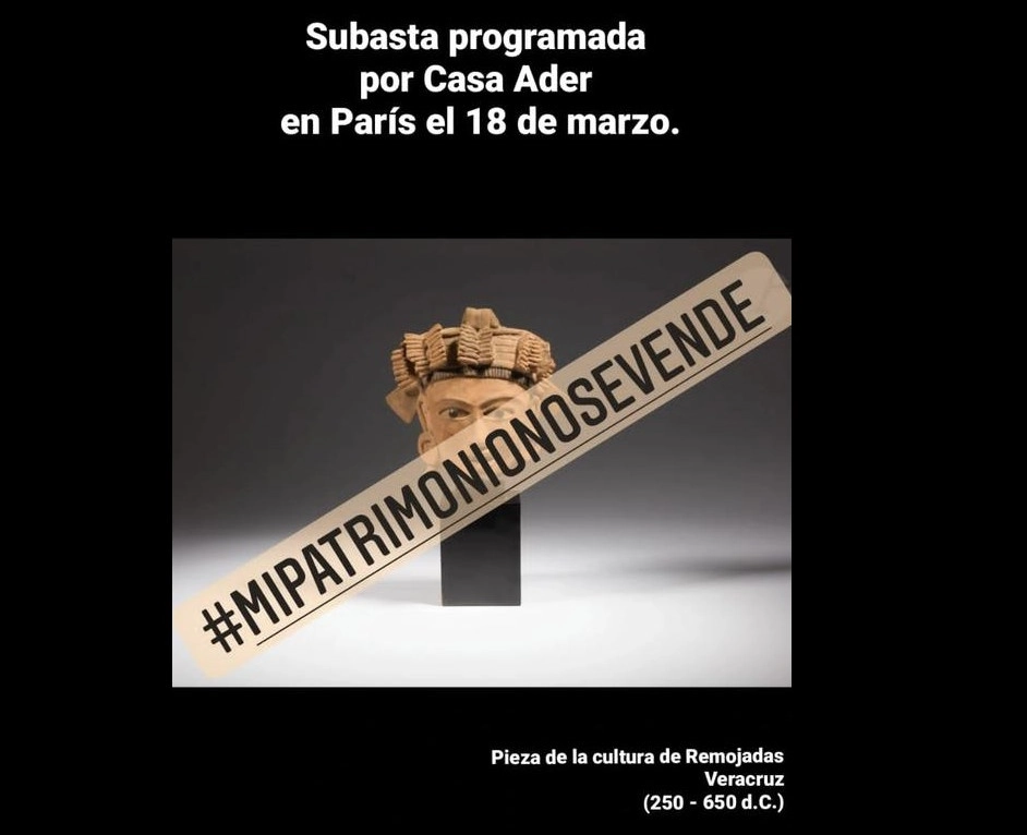 México, Bolivia, Ecuador, Guatemala, Panamá y Perú expresaron su enérgica oposición a la subasta de piezas precolombinas que son parte de su patrimonio y llamaron a detener este tipo de transacciones. Foto tomada de la cuenta de Twitter @alefrausto