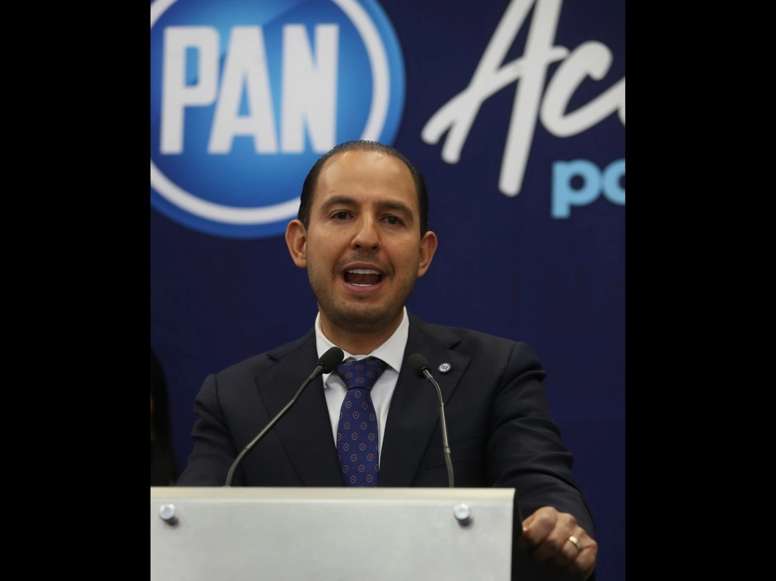 El dirigente del PAN, Marko Cortés, durante una conferencia de prensa. Foto Yazmín Ortega Cortés / Archivo 
