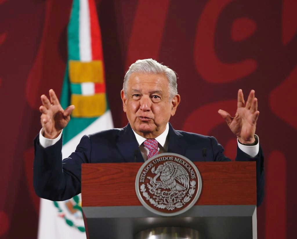 El presidente de México, Andrés Manuel López Obrador, durante su conferencia matutina en Palacio Nacional, en la Ciudad de México, el 31 de marzo de 2022. Foto Guillermo Sologuren