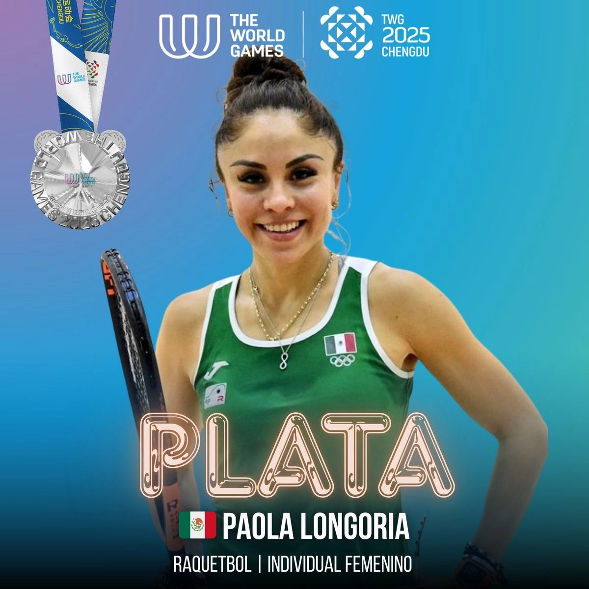 La raquetbolista mexicana, Paola Longoria. Foto