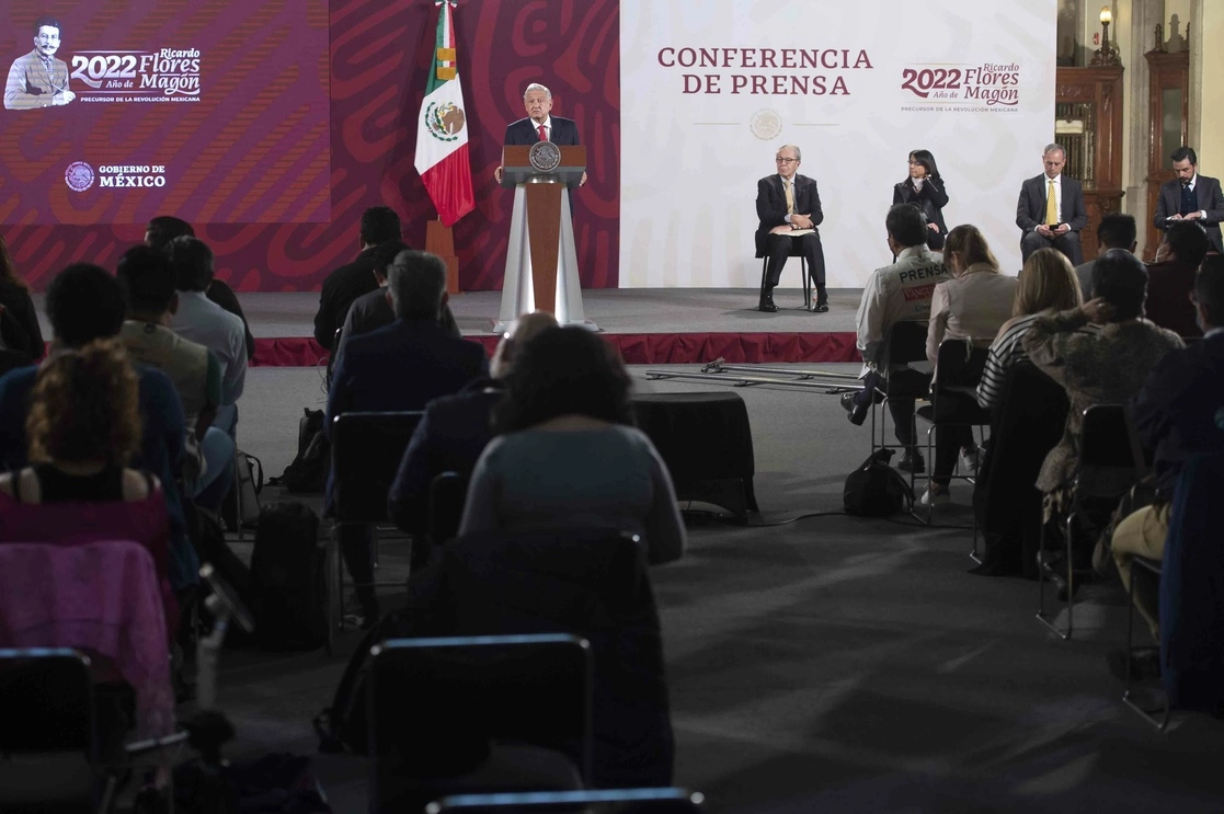 El presidente Andrés Manuel López Obrador durante su conferencia matutina en Palacio Nacional, el 6 de septiembre de 2022. Foto cortesía Presidencia