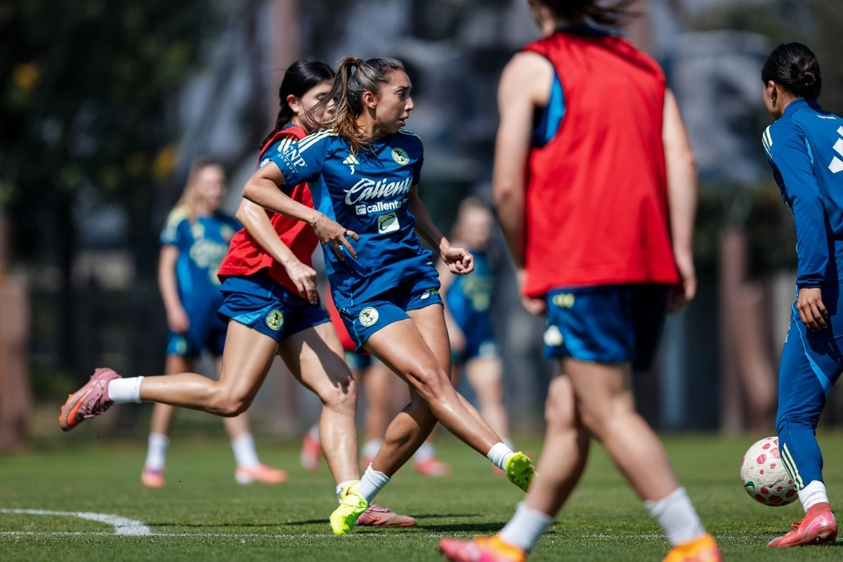 Jugadoras del Club América Femenil durante los entrenamientos de este 19 de noviembre de 2025. Foto