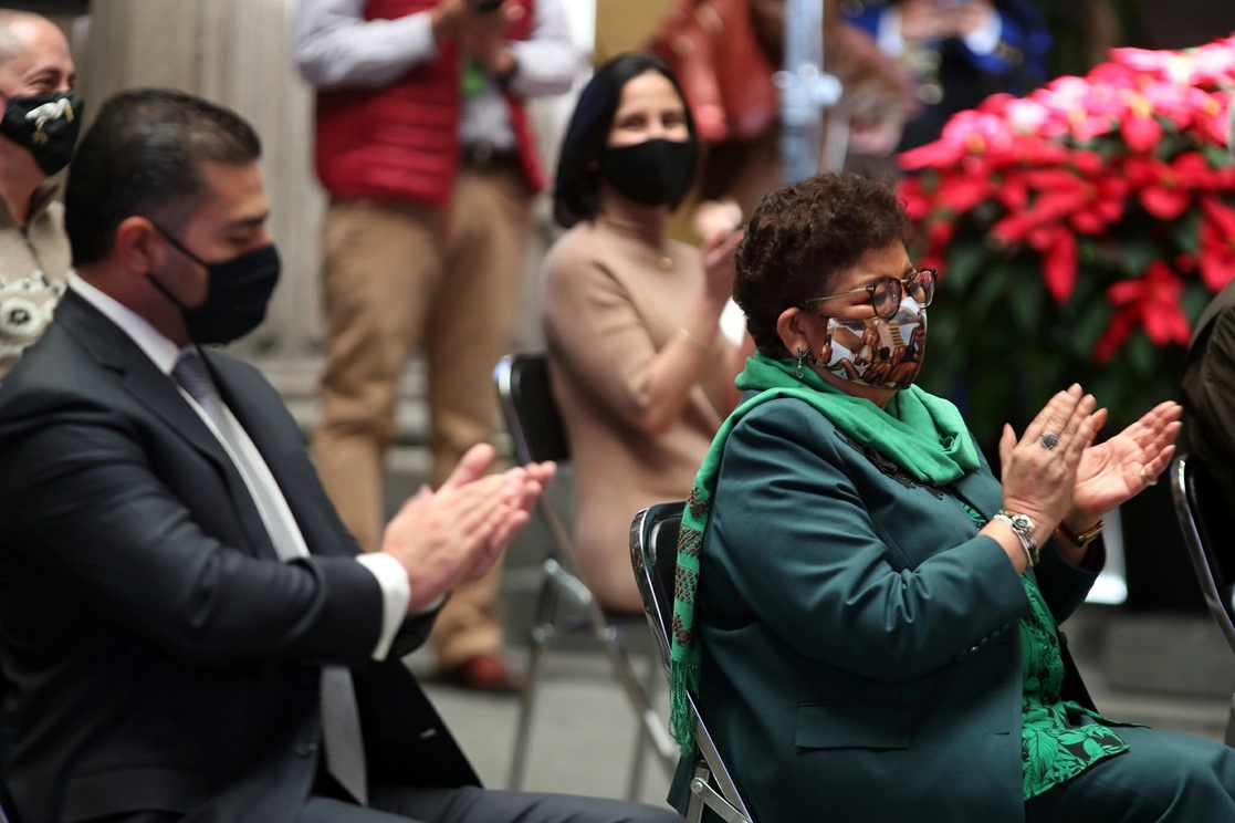 Ernestina Godoy, titular de la FGJ, acompañada por Omar García, secretario de seguridad, en imagen de archivo. Foto José Antonio López
