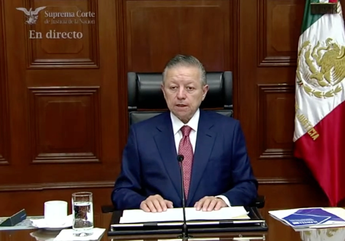 El presidente de SCJN, Arturo Zaldívar, al inaugurar el encuentro “Crimen Organizado Transnacional y Grupos en Situación de Vulnerabilidad en América Latina”, el 6 de octubre de 2022. Imagen tomada de la transmisión en vivo a través del Twitter de @ArturoZaldivarL