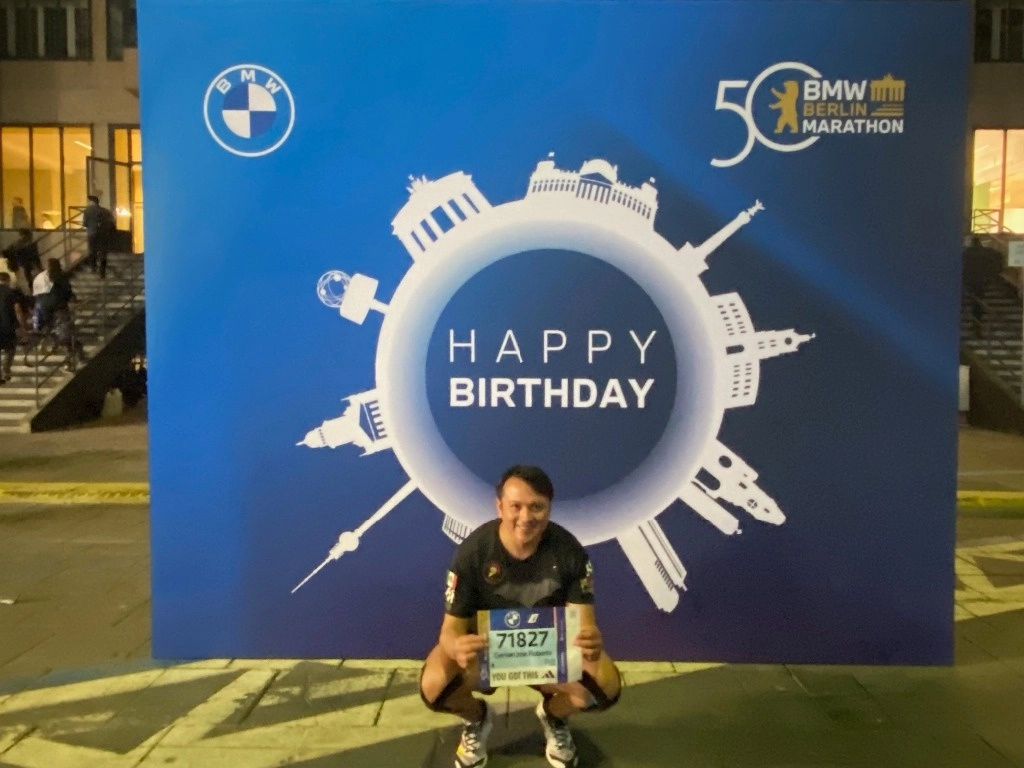 Gerson Mata, orgulloso participante mexicano en el 50 aniversario del maratón de Berlín: Foto  Alia Lira Hartmann