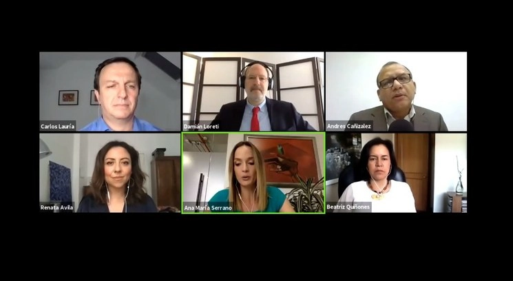 Finalistas a la Rele durante el conversatorio. Imagen tomada de la transmisión emitida por Zoom