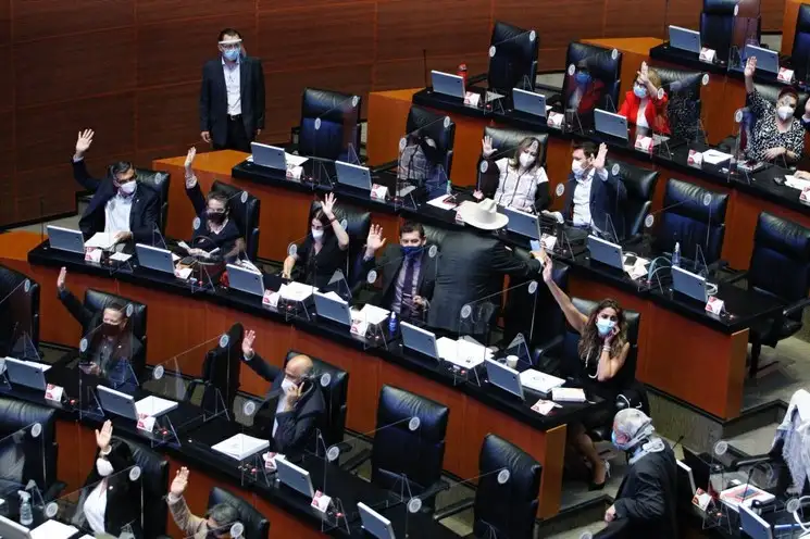 Senadores durante la sesión de este lunes 29 de junio de 2020. Foto Roberto García