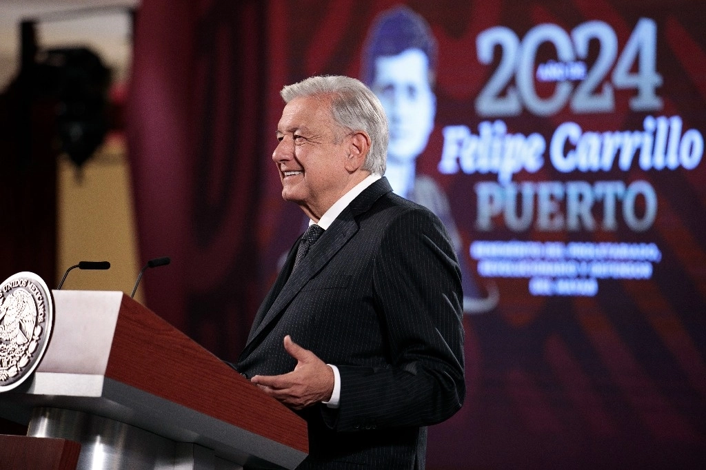 El presidente López Obrador durante la conferencia matutina desde Palacio Nacional, en la Ciudad de México, el 12 de julio de 2024. Foto cortesía Presidencia