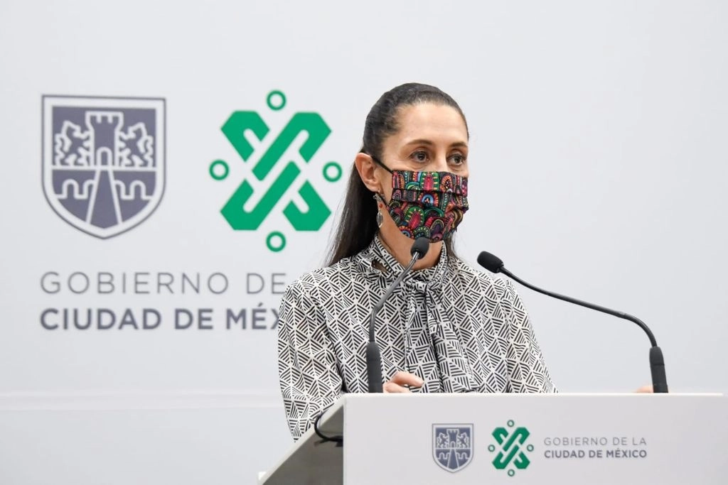 La jefa del Gobierno capitalino, Claudia Sheinbaum, durante la conferencia de prensa, el 4 de junio de 2021. Fotocortesía del Gobierno de la Ciudad de México