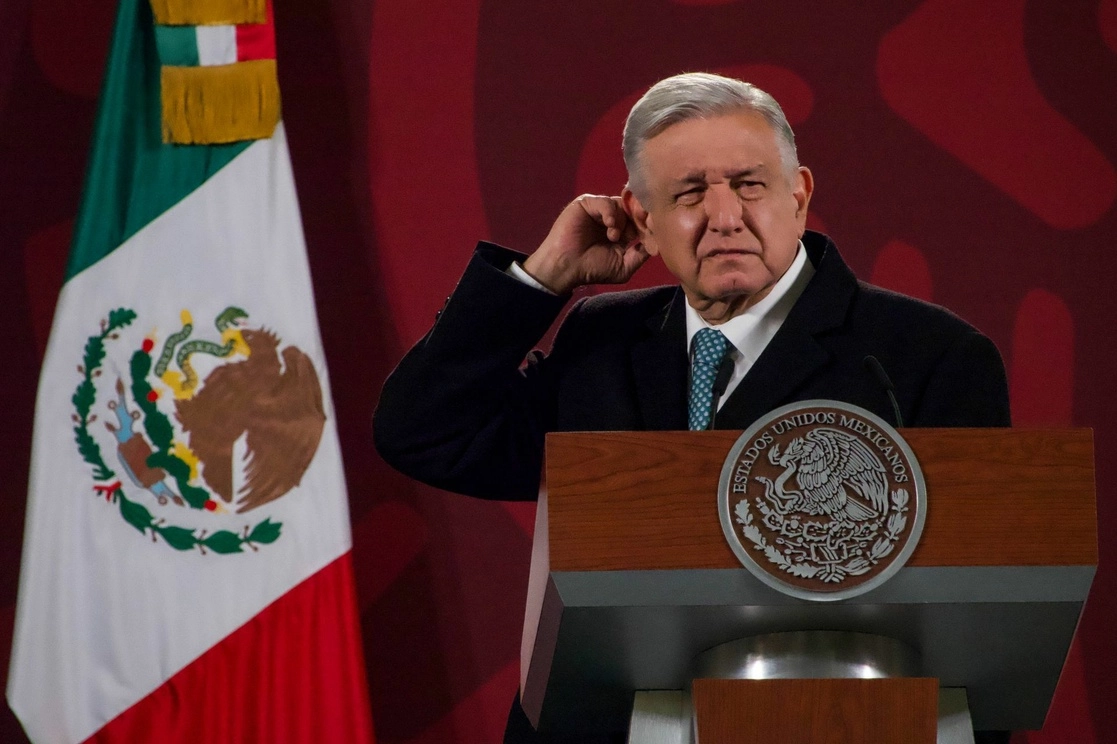 Andrés Manuel López Obrador, durante la conferencia mañanera desde Palacio Nacional. Foto Cuartoscuro 
