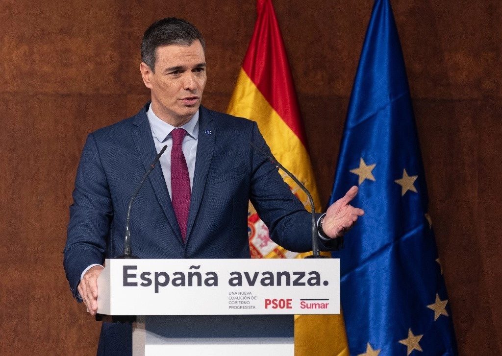 El presidente del gobierno español en funciones y líder del Partido Socialista Obrero Español, Pedro Sánchez, en imagen de ayer en Madrid. Foto Europa Press