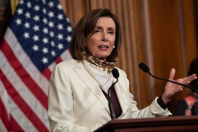 La presidenta de la Cámara de Representantes Nancy Pelosi respaldó la candidatura de Joe Biden para la Casa Blanca. Foto Afp 