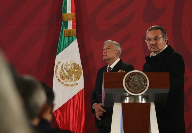 El titular de Pemex, Octavio Ramírez Oropeza, en la conferencia de esta mañana del presidente López Obrador. Foto Yazmín Ortega Cortés