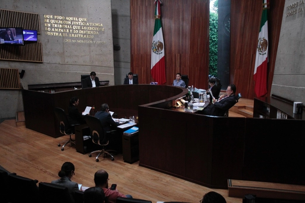 Sesión pública del TEPJF, integrado por los ministros Reyes Rodríguez Mondragón, Felipe Fuentes Barrera; la presidenta Mónica Soto; Janine Otalora, y el Felipe de la Mata Pizaña. en el Salón del Plenos para resolver diversos medios de impugnación, en la Ciudad de México, el 24 de julio de 2024. Foto Germán Canseco