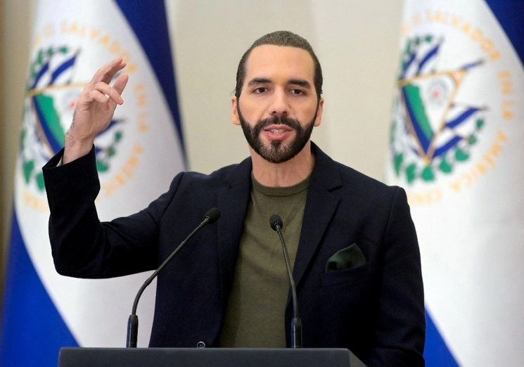Nayib Bukele en un acto el pasado 28 de julio. Foto Afp