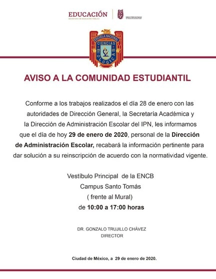 Imagen tomada del sitio en Facebook de la Escuela Nacional de Ciencias Biológicas 