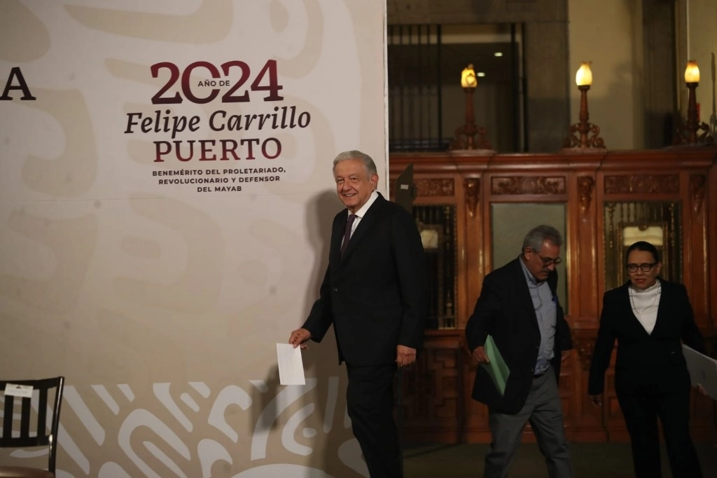 El presidente Andrés Manuel López Obrador durante su conferencia matutina en Palacio Nacional, en la Ciudad de México, el 26 de julio de 2024. Foto Yazmín Ortega Cortés