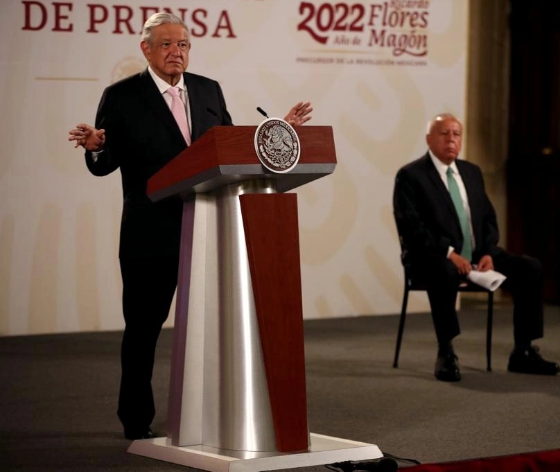 El presidente de México, Andrés Manuel López Obrador, durante su conferencia matutina en Palacio Nacional, en la Ciudad de México, el 29 de junio de 2022. Foto José Antonio López






