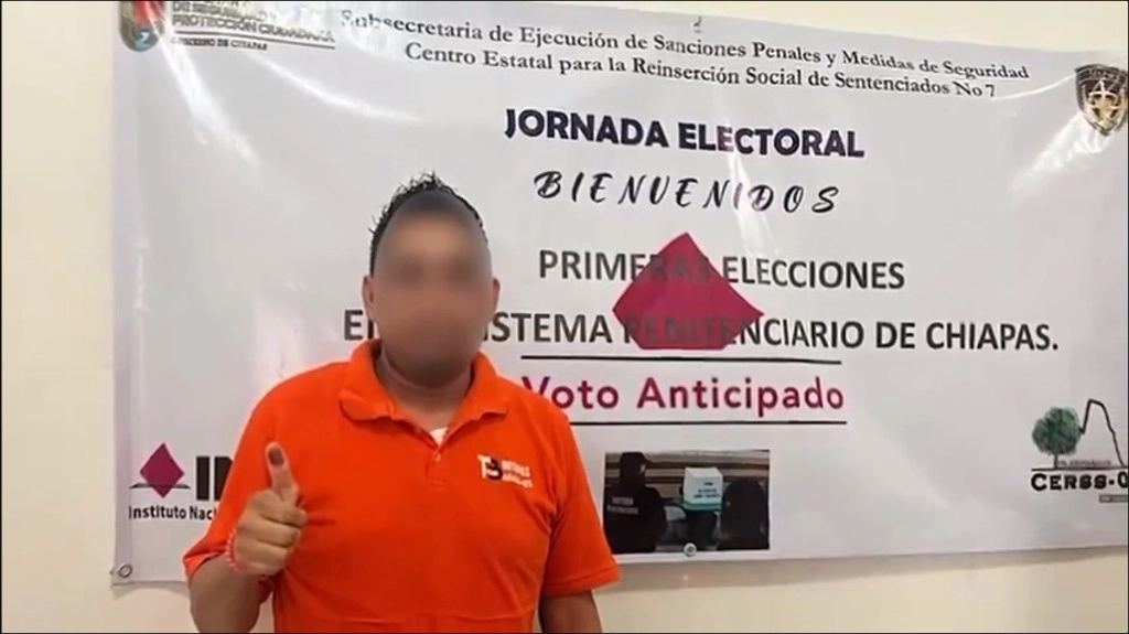 Personas el prisión preventiva ejercieron su voto en penales de Chiapas. Foto tomada del video publicado en X @ssypcchiapas