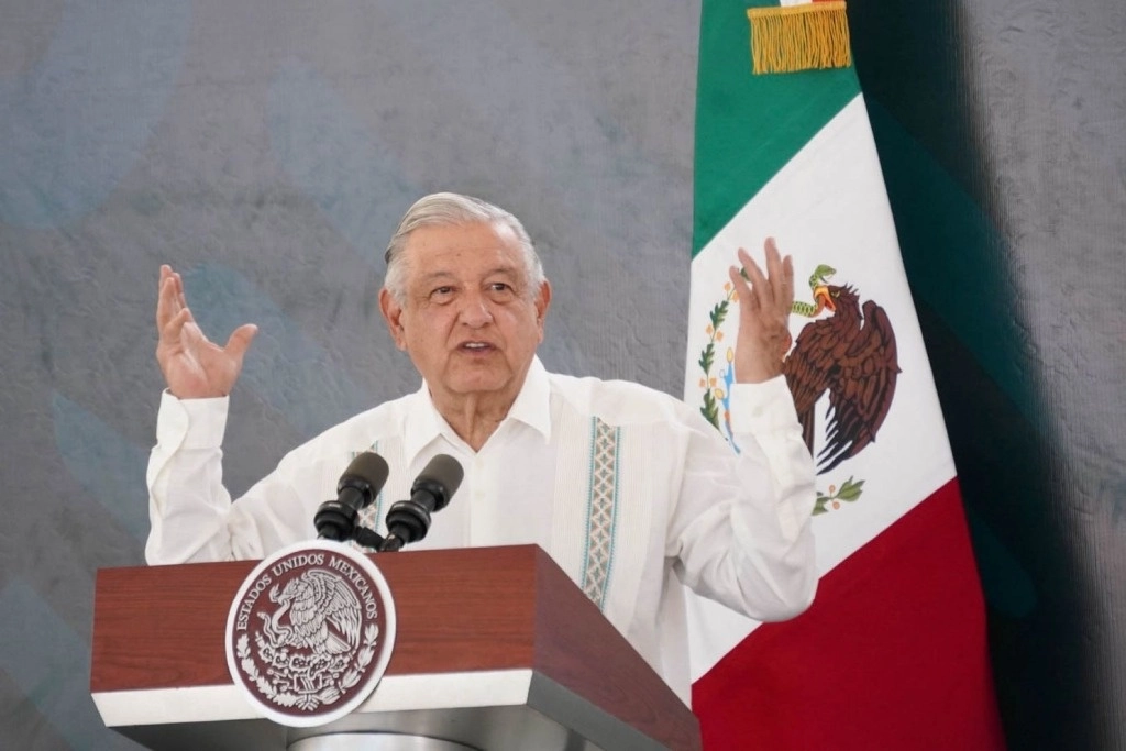 El presidente Andrés Manuel López Obrador ofreció su conferencia desde Cancún, donde donde inauguró otro tramo del Tren Maya, el 29 de febrero de 2024. Foto Cuartoscuro 
