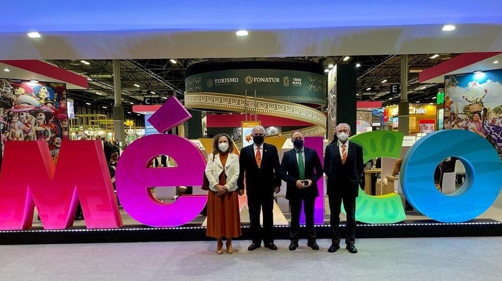 El titular de la Sectur, Miguel Torruco, durante su participación en la Feria de Turismo, que se celebra en Madrid, el 20 de enero de 2022. Foto tomada del Twitter de @SECTUR_mx