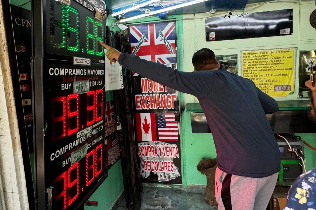 Cotización del dólar en una casa de cambio de la capital del país, el 7 de abril de 2025. Foto 