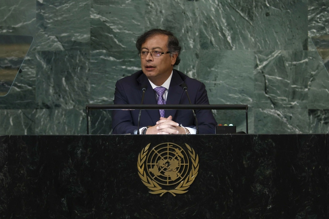 Gustavo Petro, presidente de Colombia durante su intervención ante la 77 Asamblea General de la ONU. Foto Afp