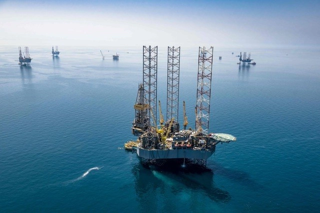 Plataformas del gigante energético saudí Aramco. Foto Mohamed Alebn Alshaikh / Aramco / Afp